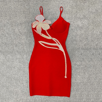 Leila-Flower-Diamond-Bandage-Dress-D15423
