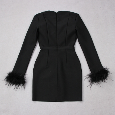 1_Norma-Feather-Sleeve-Bandage-Dress-B1740-2