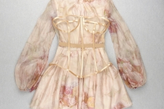Long-Sleeve-Printed-Dress-﹠Gauze-Waist-Sealing-Set-K1052-1