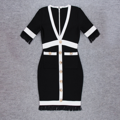 White-Stripe-Short-Sleeve-Black-Bandage-Dress-K956-21_副本55