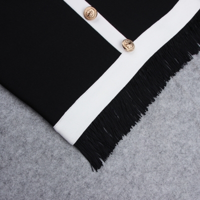 White-Stripe-Short-Sleeve-Black-Bandage-Dress-K956-8