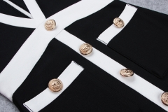 White-Stripe-Short-Sleeve-Black-Bandage-Dress-K956-5