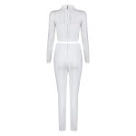 New Fashion Long Sleeve Lace Hollow Out Sexy Formal Elastic Waist Skinny Pant Suits Set KH2599 6