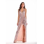 Sequin Maxi Halter Neck Split Dress K235 6