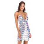 Sequin Strap V Neck Halter Mini Dress K236 7