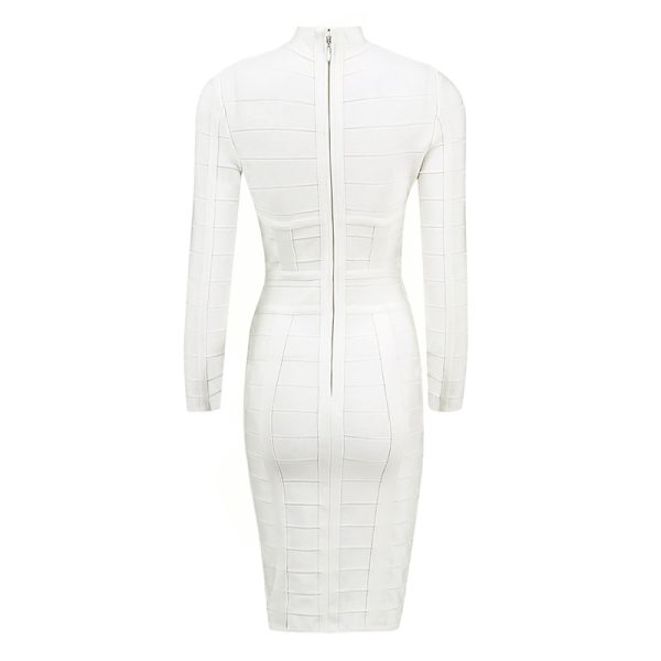 WHITE CUT OUT LONG SLEEVE BANDAGE DRESS K286 5