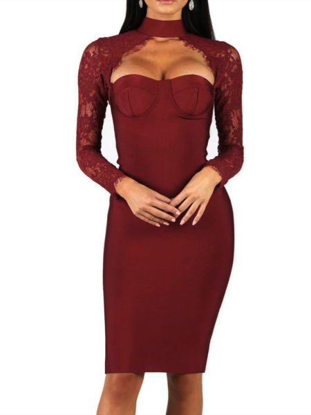 Long-Sleeve-Lace-Bandage-Dress-K566-9