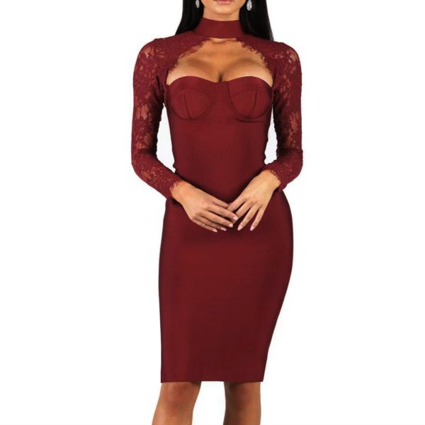 Long-Sleeve-Lace-Bandage-Dress-K566-9