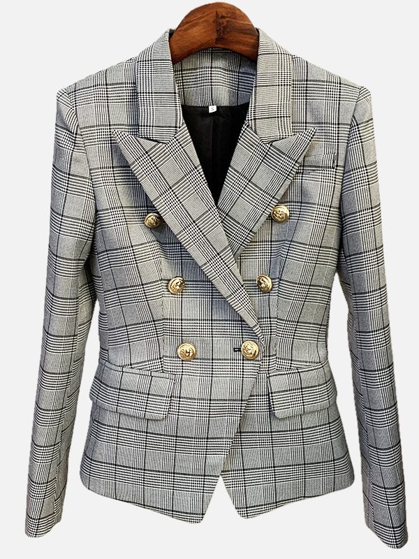 Double Breasted Plaid Blazer K945 2