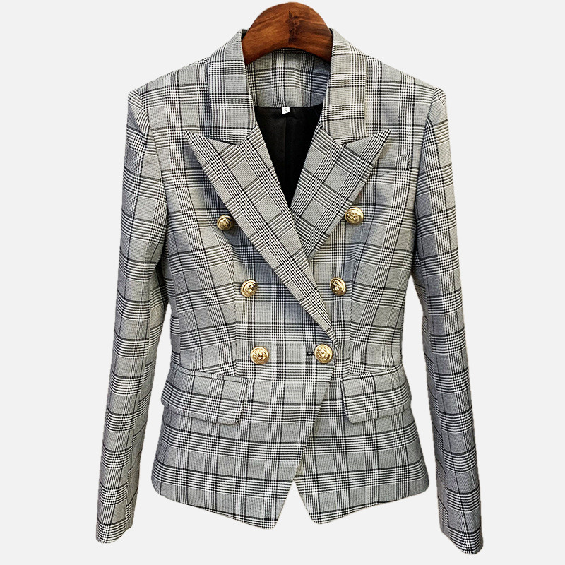 Double Breasted Plaid Blazer K945 2