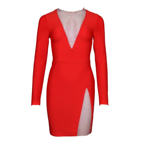 Long-Sleeve-Deep-V-Bandage-Dress-K1018-4