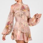 Long-Sleeve-Printed-Dress-﹠Gauze-Waist-Sealing-Set-K1052-11