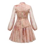 Long-Sleeve-Printed-Dress-﹠Gauze-Waist-Sealing-Set-K1052-17