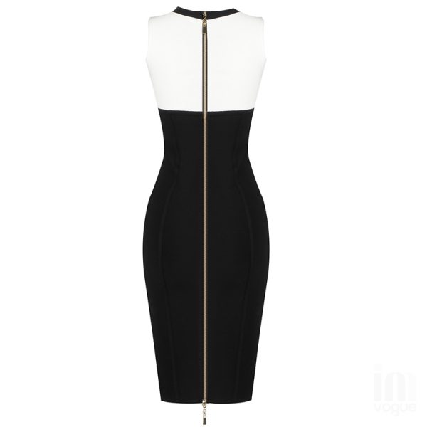 White-And-Black-Sleeveless-Bandage-Dress-K1102-12