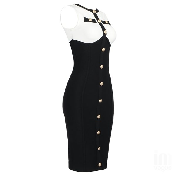 White-And-Black-Sleeveless-Bandage-Dress-K1102-13