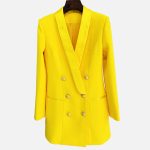 Double Breasted Yellow Blazer Dress D009 3