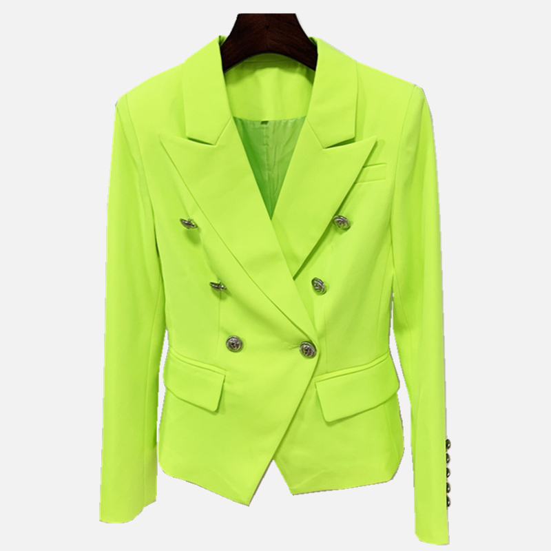 Double Breasted Greenyellow Blazer D015 7