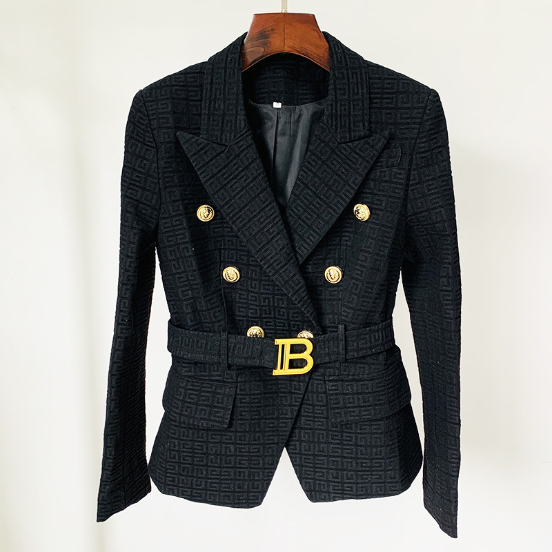 Double Breasted Jacquard Blazer D068 4