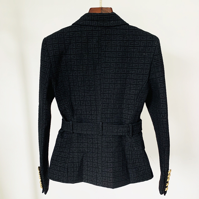 Double Breasted Jacquard Blazer D068 5
