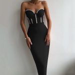 Fancy Diamond Strapless Bandage Dress B1414 18