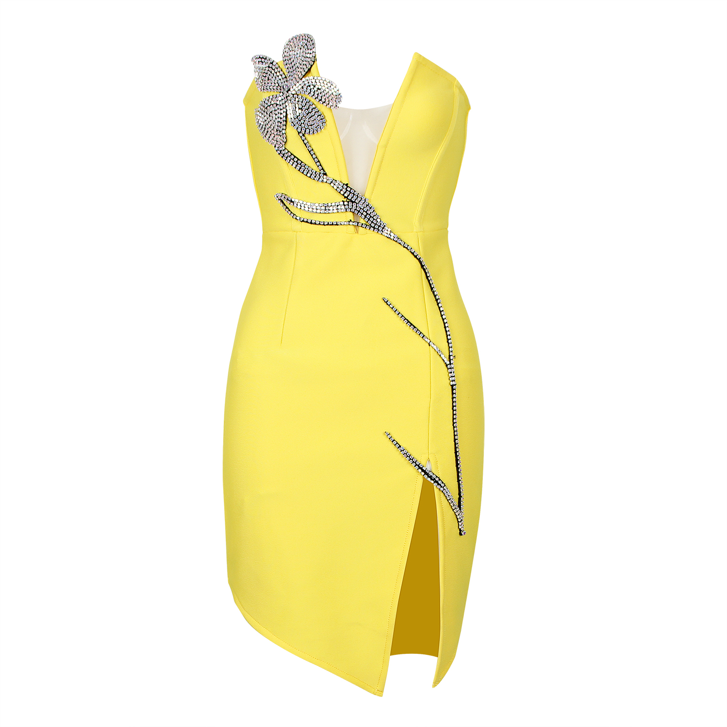 Laura-Diamond-Flower-Strapless-Bandage-Dress-B1543-1