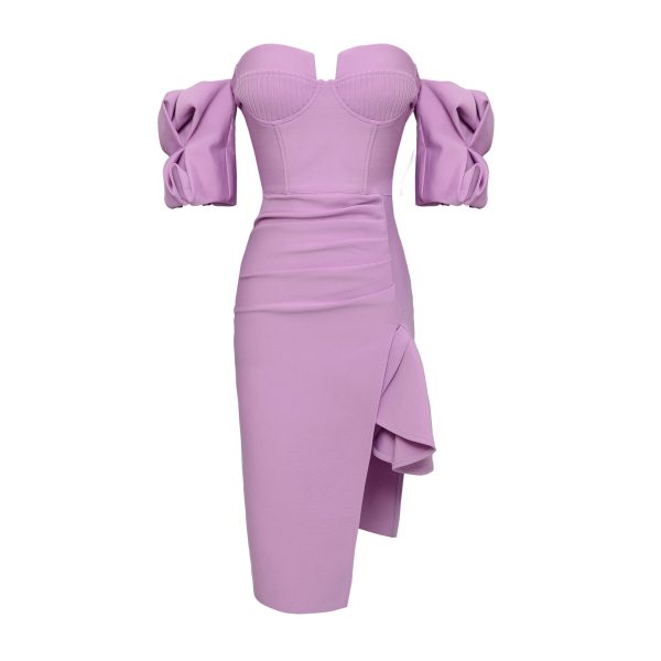 Vera Puff Sleeve Bandage Dress B1514 2 scaled