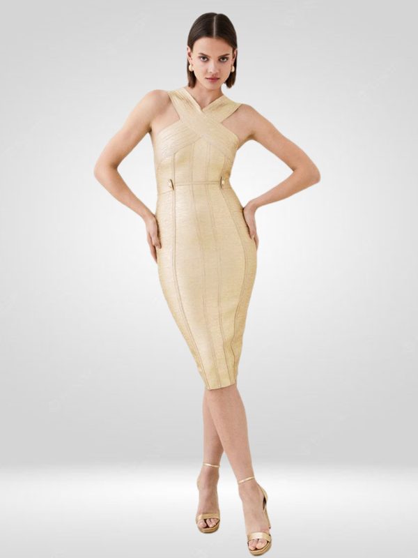 Una Matellic Bandage Dress B1758 4