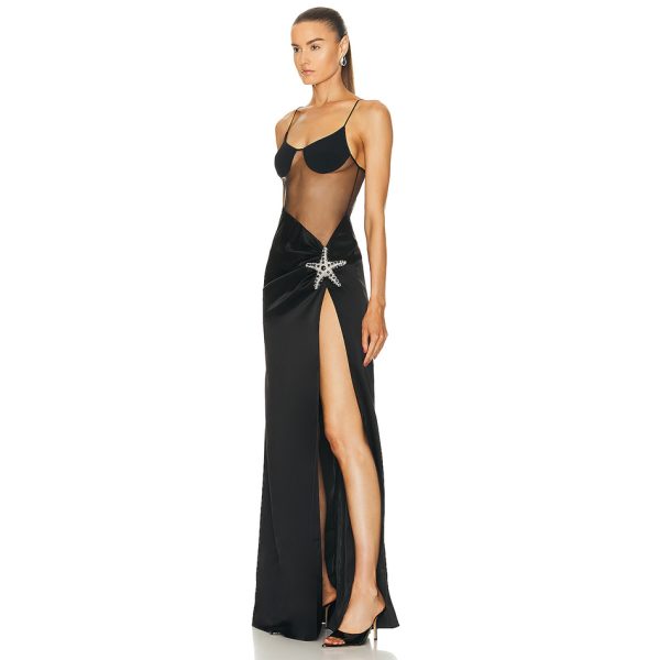 Sexy-Suspender-Tube-Top-Perspective-Waist-Crystal-Diamond-High-Slit-Long-Evening-Dress-2