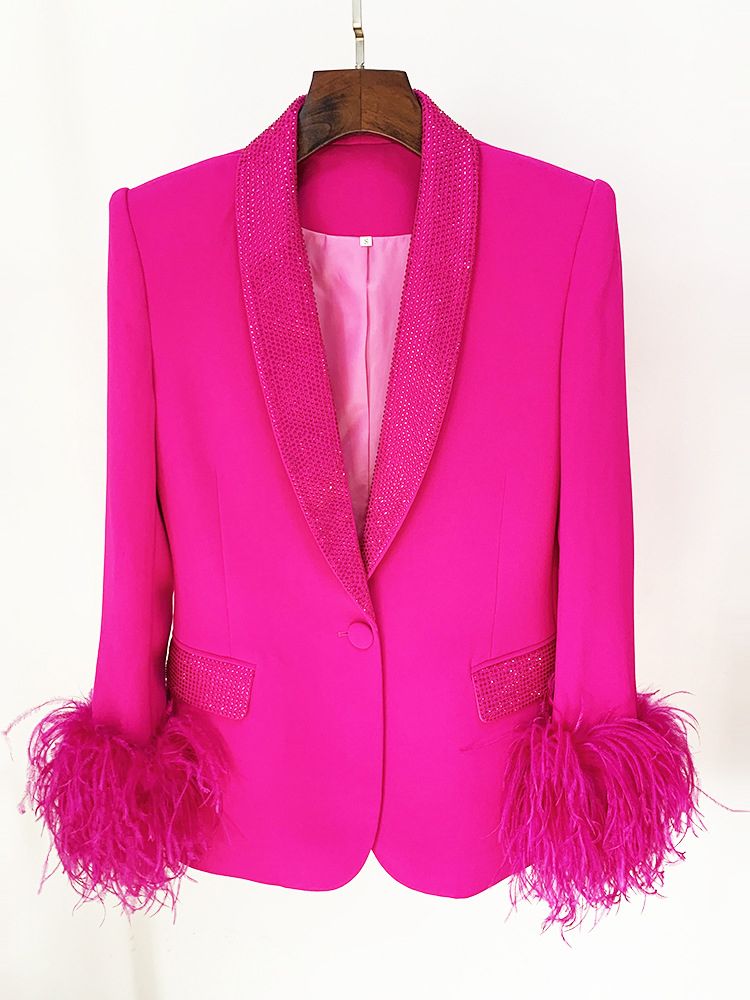 Ailigou-2023-Latest-Designer-Jacket-Women-s-High-Quality-Luxury-Feather-Decoration-Diamond-Single-Button-Rose-2