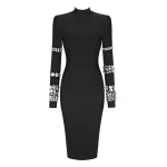 2023-New-Arrival-Women-Long-Sleeve-Sexy-Crystal-Bodycon-Mid-calf-Bandage-Dress-Elegant-TV-Show-3