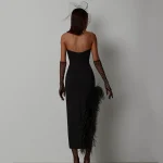 2023-New-Elegant-Club-Party-Dress-Women-Sexy-Feathers-Bodycon-Clothes-Strapless-Bandage-Dresses-3