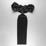 2023-New-Summer-Dress-Black-Puff-Sleeve-Elegant-Beading-Women-Dress-Long-Bandage-Party-Club-Maxi-4