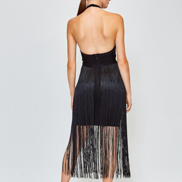 Long Bandage Dress Tassel Celebrity Dress (7)