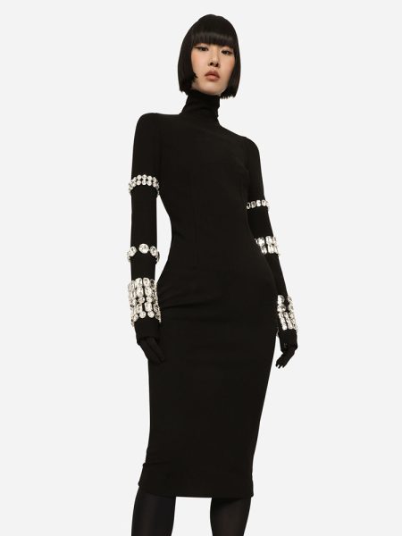 Crystal Bandage Black Midi Dress (2)