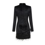 Luxury Crystal Design Velvet Mini Feather Dress (9)