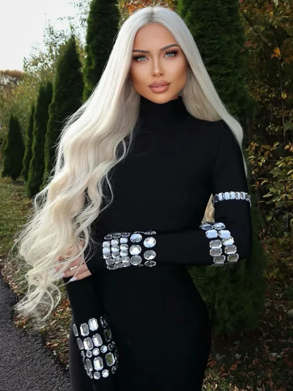 VC-Luxury-Party-Dresses-For-Women-Long-Sleeve-Gloves-With-Crystal-Bandage-Black-Midi-Dress-Evening-2