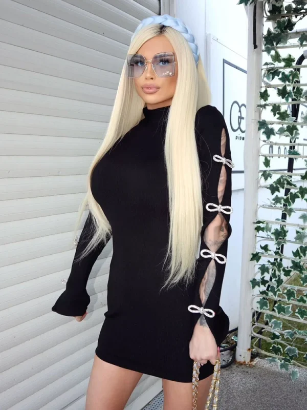 VC-Woman-Sexy-Dress-Fashion-Hollow-Out-Bow-Crystal-Long-Sleeve-Stretch-Bodycon-Bandage-Black-Mini-2