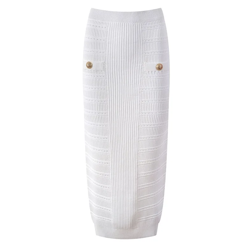 Women-2PCs-Long-Skirt-Suit-Short-Vest-Crop-Tops-Slim-Elastic-Elegant-2-Colors-White-and-2