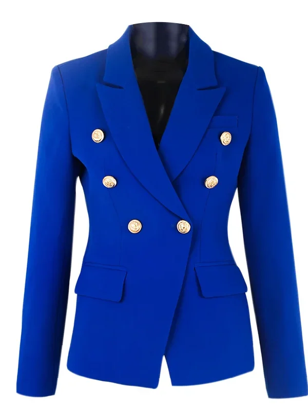 HarleyFashion-Elegant-Women-Designer-Spring-Blue-Casual-Blazer-Metal-Buttons-Quality-Slim-Blazers