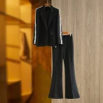 Luxury-Office-Lady-Suit-Rhinestone-Shoulder-Long-Sleeve-Line-Single-Button-Blazer-Solid-Flared-Pants-Women-1