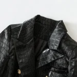 Unique-Designing-Animal-Crocodile-Pattern-Leather-Black-Blazer-for-Women-Double-Breasted-Buttons-Luxurious-PU-Street-1