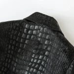 Unique-Designing-Animal-Crocodile-Pattern-Leather-Black-Blazer-for-Women-Double-Breasted-Buttons-Luxurious-PU-Street-3