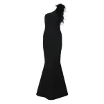 New-Fashion-Black-Color-Feathers-Women-Sexy-One-Shoulder-Bodycon-Bandage-Long-Maxi-Dress-Elegant-Evening-1