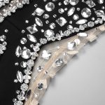 Celebrity Black Strapless Crystal Long Evening Party Dress (1)