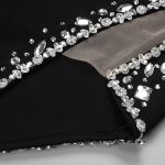 Celebrity Black Strapless Crystal Long Evening Party Dress (11)