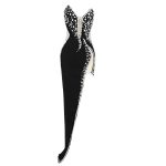 Celebrity Black Strapless Crystal Long Evening Party Dress (8)