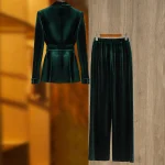 Spring-Autumn-High-Street-Women-Dark-Green-Velvet-2Pcs-Pants-Suits-Beautiful-Stones-Chains-Luxury-Blazer-1