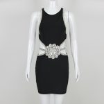 Diamond Flower Hollow Tight Mini Bandage Dress (2)