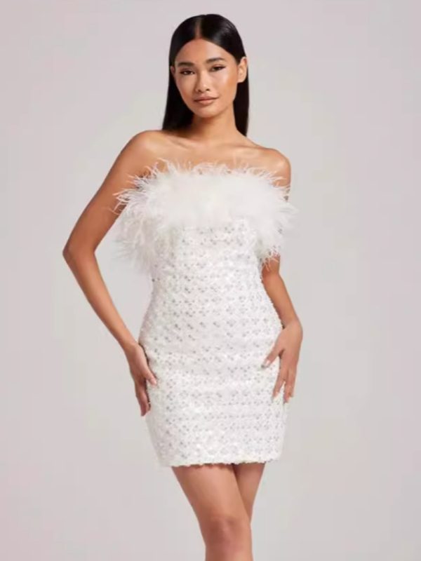 Feather Bead Sequins Dress