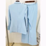 Sky-Blue-One-Button-Solid-Blazer-Flared-Trousers-Women-Set-Elegant-Office-Lady-Coat-Pants-Suit-1
